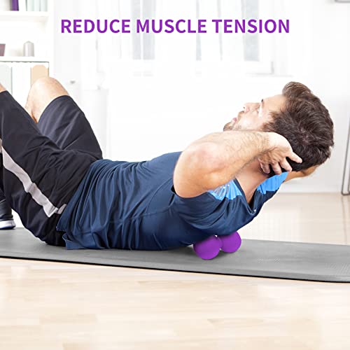 Peanut Massage Ball,Double Lacrosse Ball and Mobility Massage Ball for Physical Therapy - Deep Tissue Massage Tool for Myofascial Release, Muscle Relaxer, Acupoint Massage (Purple) - color: Purple