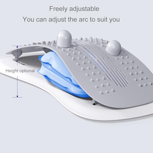 Back Stretcher with Adjustable Arch – Lumbar Stretching Device with Acupressure Nodes, Lower Back Support and Relaxation Tool for Home, Office, and Gym Use - color: MANUAL