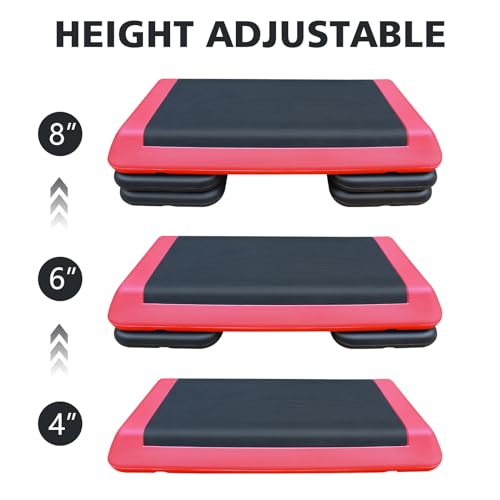 Aerobic Step Platform 30" × 14" Height Adjustable Workout Step for Fitness Strength Training with Risers Exercise Platform for Home Gym