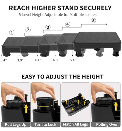 5-Level Adjustable Step Stool, 700 LBS Capacity Safety Bed Step for Seniors, Exercise Setp Platform, Portable Stair Assist for Elderly, Wide Step up for Kitchen, Car, Bedside & Shower, Black