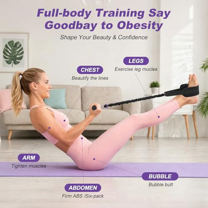 Foot Pedal Resistance Band with Handle,55LB Exercise Bands with Foot Pedal,Upgrade Full Body Workout for Men & Women, Core Abs Legs Glutes Arms, Pilates Strength Training Home Gym Equipment