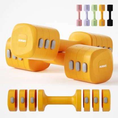 Lightweight Adjustable Dumbbell Kettlebell Set - 4 in 1 Free Weight Set with Kettlebell Grip Converter, Each 2.2 3.3 4.4 5.5lb Quick Change Weight Women Dumbbell Set for Small Spaces Home Gym - color: Dumbbell Orange