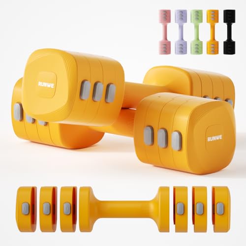 Lightweight Adjustable Dumbbell Kettlebell Set - 4 in 1 Free Weight Set with Kettlebell Grip Converter, Each 2.2 3.3 4.4 5.5lb Quick Change Weight Women Dumbbell Set for Small Spaces Home Gym - color: Dumbbell Orange