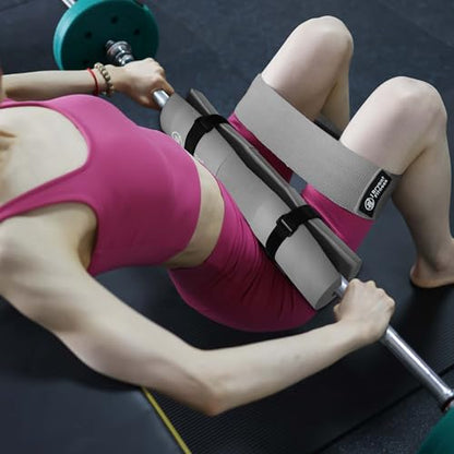 J Bryant Barbell Pad Set with 2 Ankle Straps for Cable Machines Hip Resistance Band Weight Lifting Straps Thick Cushion Hip-Thrusts Pad with Carry Bag for Squats Bench Press Workout - color: grey set