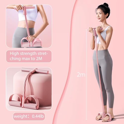 6-Tube Pedal Puller Resistance Rope,Foot Pedal Resistance Band,Yoga Elastic Exercise Bands, for Women Jump Fitness, Abdomen/Arm Weight/Waist/Leg Stretching Slimming Training - color: Pink