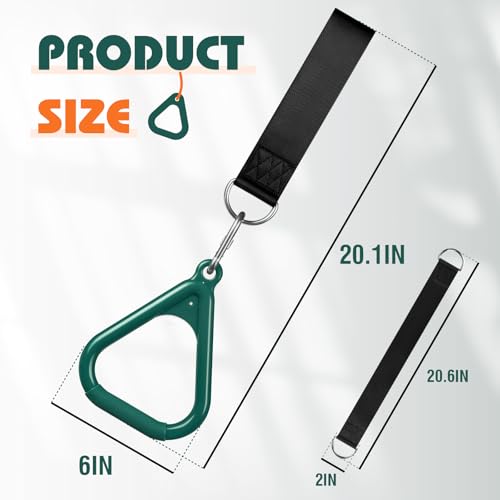 LadyRosian Trapeze Bar Swing Monkey Bars Hanging Ninja Rings Warrior Slackline Obstacle Course Kits for Kid Playground Equipment Accessories (Green)