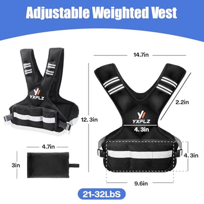 Weighted Vest Women Men - Adjustable Weighted Vest Woman with 6 Ironsand Weights, 4-10lb/11-20lb/21-32lb Vest for Walking, Running, Fitness, Strength Training, Workouts - size: 20-32lb