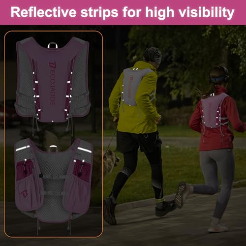 BECOJADDE Running Vest for Women Men, 5L/6L Lightweight Hydration Backpack Running Pack for Marathon, Trail, Cycling, Hiking, Jogging - color: Orchid Pink