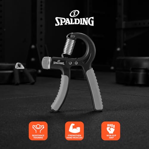 Spalding - Adjustable Hand Grip Strengthener, 22-88 lbs Resistance Hand Gripper for Forearm Wrist Finger Training, Anti Slip Ergonomic Handle Grip Trainer for Home Gym Fitness (Black)