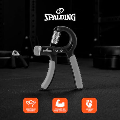 Spalding - Adjustable Hand Grip Strengthener, 22-88 lbs Resistance Hand Gripper for Forearm Wrist Finger Training, Anti Slip Ergonomic Handle Grip Trainer for Home Gym Fitness (Black)