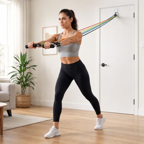 Resistance Bands Set for Physical Therapy Stackable 10-150 lbs Exercise Bands with Handles, Door Anchor, Ankle Straps & Carry Bag - Strength Training, Rehabilitation & Home Gym for Men & Women