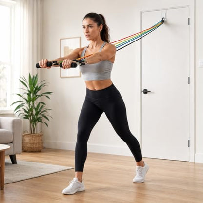 Resistance Bands Set for Physical Therapy Stackable 10-150 lbs Exercise Bands with Handles, Door Anchor, Ankle Straps & Carry Bag - Strength Training, Rehabilitation & Home Gym for Men & Women