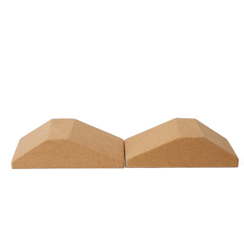 Cork Yoga Block Wedge Set, High Density Squat Block for Knee Support, Durable Exercise Brick with Carry Bag, Fitness Accessory for Home Gym