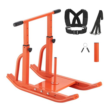 VEVOR Football Sleds and Chutes, Weight Sled, Football Training Pull Push Running Sled, Fitness Workout Sled Push Gym Equipment, Adjustable Height Handle, Compatible 1/2 in Weight Plates