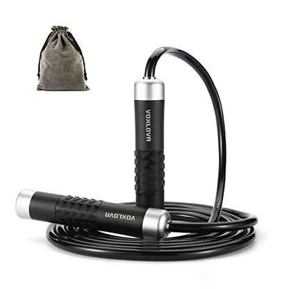 Weighted Jump Rope for Men Women - 1LB Heavy Jump Rope Weighted Skipping Rope for Adult Fitness Workouts Boxing Crossfit Cardio Weight-loss MMA, Non-Slip Aluminum Handles, Adjustable Length 9MM Solid PVC/Cotton Ropes
