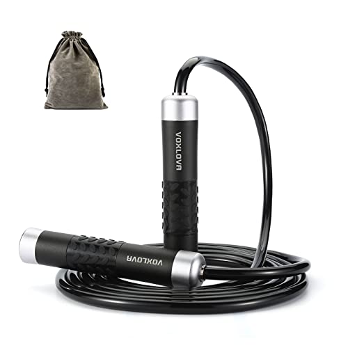 Weighted Jump Rope for Men Women - 1LB Heavy Jump Rope Weighted Skipping Rope for Adult Fitness Workouts Boxing Crossfit Cardio Weight-loss MMA, Non-Slip Aluminum Handles, Adjustable Length 9MM Solid PVC/Cotton Ropes - color: Black