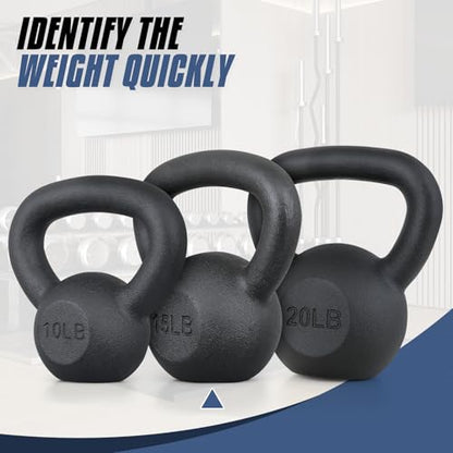 MADOG Kettlebell with Wide Handle, Made of Powder-Coated Solid Cast Iron