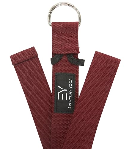 Everyday Yoga Strap with Metal D-Ring - Durable Stretching Strap for Yoga, Pilates, Flexibility & Physical Therapy (6ft, 8ft, 10ft)