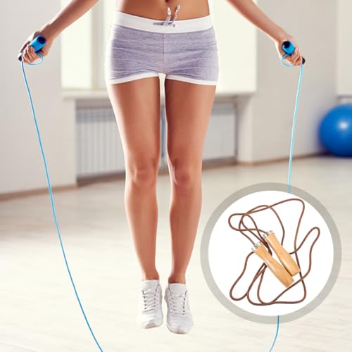 Toddmomy Leather Jump Rope, Professional Weighted Skipping Rope With Wooden Handle For Beginner Kids Men And Women For Fitness, Sport, Cardio, Boxing, Speed