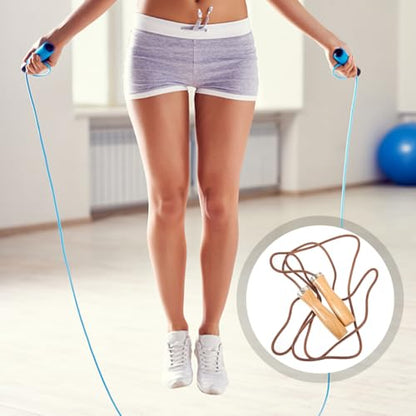 Toddmomy Leather Jump Rope, Professional Weighted Skipping Rope With Wooden Handle For Beginner Kids Men And Women For Fitness, Sport, Cardio, Boxing, Speed