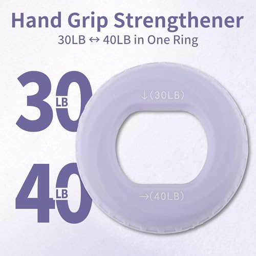 Hand Grip Strengthener, Fingers Exerciser - Silicone Rings for Muscle Training Sports Rock Climbing Finger Rehabilitation,6 Resistance Levels - color: Purple(30/40LB)with Box