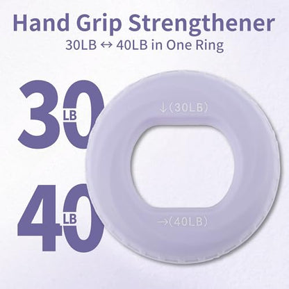 Hand Grip Strengthener, Fingers Exerciser - Silicone Rings for Muscle Training Sports Rock Climbing Finger Rehabilitation,6 Resistance Levels - color: Purple(30/40LB)with Box