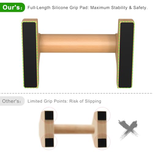 SELEWARE Wood Push Up Bars Steel Calisthenic Parallette Bars Handstand Bars - color: D: Wood Grip (8.7"L x 4"H)