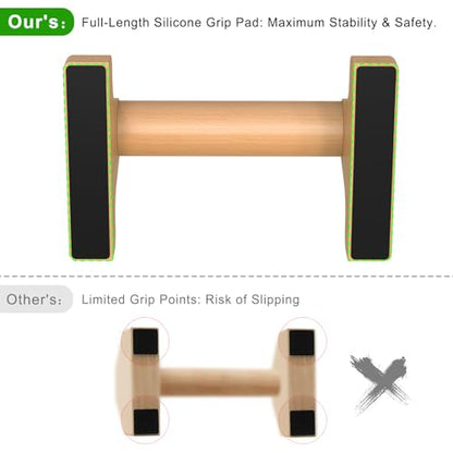 SELEWARE Wood Push Up Bars Steel Calisthenic Parallette Bars Handstand Bars - color: D: Wood Grip (8.7"L x 4"H)
