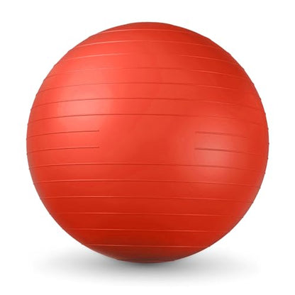 Exercise Ball Pilates Yoga Ball Anti-Burst and Slip Resistant - for Fitness, Pregnancy, Stability, Balance, Core Workout - Red Training Ball w/Pump for Home Office Gym