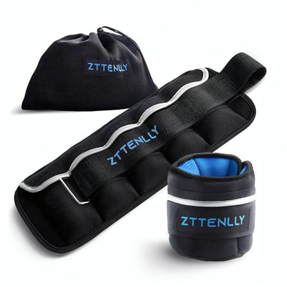 Adjustable Ankle Weights 1-5/10/15/20LBS Pair with Carry Bag - Breathable Fabrics, Reflective Trim - Strength Training Leg Wrist Arm Ankle Walking Weights Sets for Women Men Kids - color: Blue, size: 10 lbs Pair (5 lbs Each)