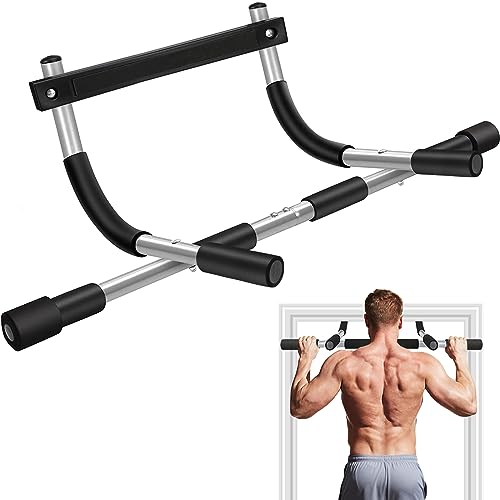Pull Up Bar for Doorway, Upgrade Chin up Bar for Doorway Without Screws, Portable Strength Training Door Frame Pull-up Bars, Door Workout Bar with Foam Grips for Home - color: Silver