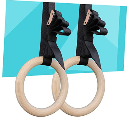 Wooden Gymnastics Rings with Adjustable Straps Exercise Rings for Bodyweight Training Full-Body Strength Workouts Fitness Equipment for Home Gym
