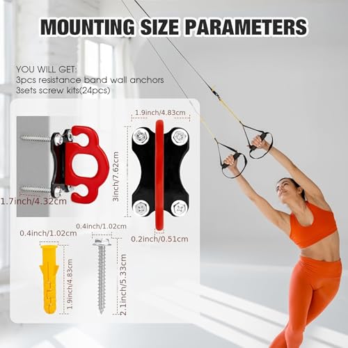 Heavy Duty Resistance Band Wall Anchor, 3PCS Battle Rope Hook for Yoga Hammock & Strength Training