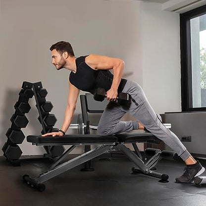 RitFit Adjustable/Foldable Utility Weight Bench for Home Gym - color: Sliver