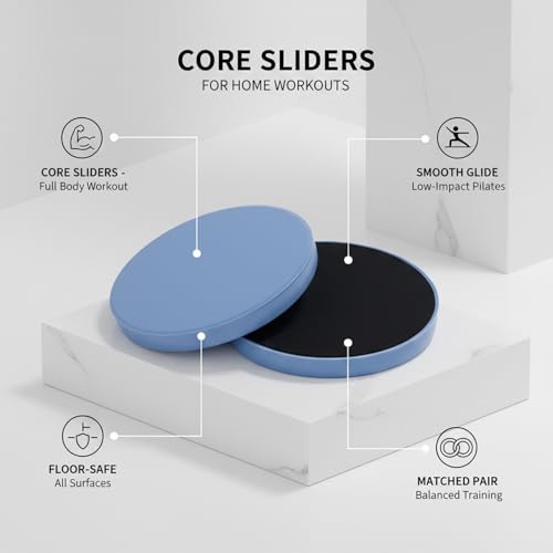 Core Sliders for Home Workouts, PP Plastic Gliding Discs for Pilates and Low-Impact Core Training (1 Pair)