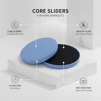 Core Sliders for Home Workouts, PP Plastic Gliding Discs for Pilates and Low-Impact Core Training (1 Pair)