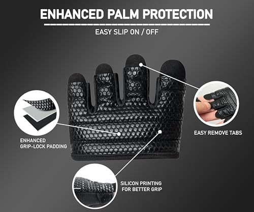 FITNESS FORCE Workout Gloves for Men & Women Partial Weight Lifting Gloves Non-Slip Gym Gloves Lifting Grip Calluses Guard Fingerless Exercise Gloves with Full Palm Protection