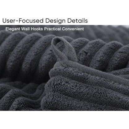Luxury 2-Piece Quick-Dry Bath Towel Set 27.5X 55 Inches – Ultra Soft Microfiber for Bathroom, Bar, Pool, Gym & Travel – Elegant Twill Design - color: Darkgrey+lightgrey