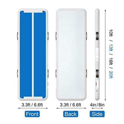 AWSUM Inflatable Gymnastics Mat, Tumble Track Air Mats with Pump - color: Blue/White, size: 13ft*3.3ft*8in(4*1*0.2M)