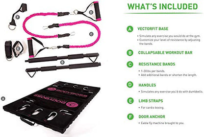 BodyBoss Home Gym 2.0 - Full Portable Gym Home Workout Package, Includes a Set of Resistance Bands (2) - Collapsible Resistance Bar, Handles + More- Full Body Workouts for Home, Travel or Outside
