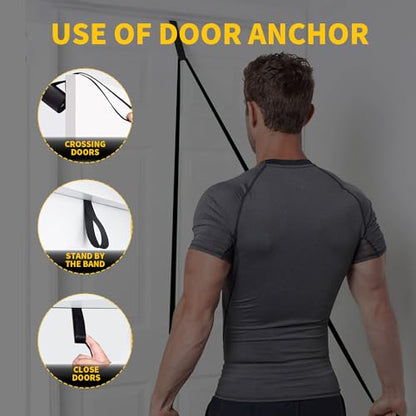 Resistance Bands for Working Out, Pull Up Bands for Men Women, Thick Heavy Resistance Band Set with Door Anchor, Elastic Exercise Bands for Body Stretching, Physical Therapy, Home Workouts