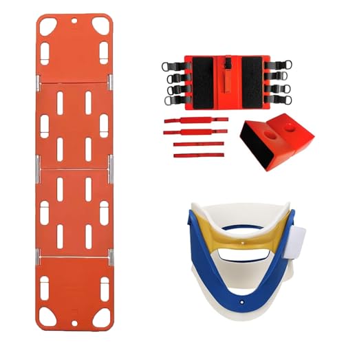 Foldable Spine Stretcher Board for Water, PE Patient Transfer with Head Imlizer & Neck Brace, Emerncy Ambulance & Hospital Use, Lightweight &