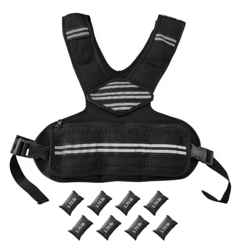 Adjustable Weighted Vest, Neoprene Weight Vest for Jogging,Walking, Running with Reflective Strips and Mesh Pockets