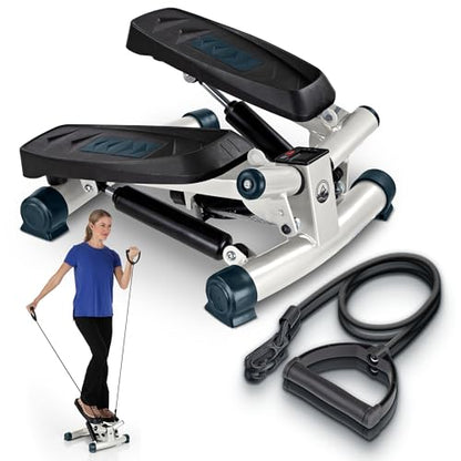 Portable Stair Stepper Exercise Machine with LCD Monitor and Resistance Bands – Compact Home Gym Stair Climber for Cardio, Strength, and Full-Body Workouts by Wakeman