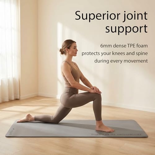 Lindywell Pilates Yoga Workout Mat Non Slip 6mm, 8mm, 10mm Thick - 6ft x 26in