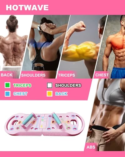 HOTWAVE Push Up Board, Portable PushUp Board, Foldable 20 in 1 Push Up Bar - color: Pink