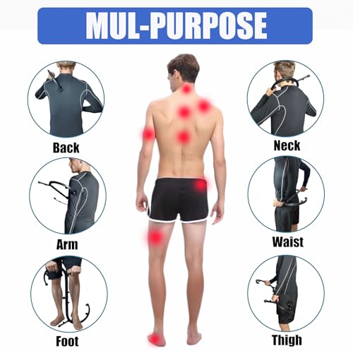 Trigger Point Massager & Back Cane- Deep Tissue Back Massage Tool for Muscle Knot Pain Relief (Back, Neck, Shoulder, Legs & Feet), Handheld Self Massage Cane with S-Shaped Dual-Section Design(Black)