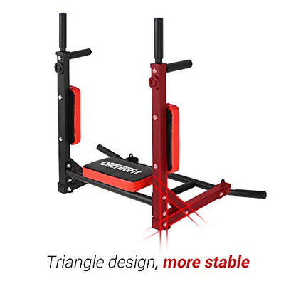OneTwoFit Multifunctional Wall Mounted Pull Up Bar Chin Up bar Dip Station for Indoor Home Gym Workout, Power Tower Set Training Equipment Fitness Dip Stand Supports to 440 Lbs