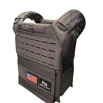 Northgym Adjustable Weighted Vest/Incl. 3D Weight Plates in 14lbs / 20lbs/ 30lbs/ 42.5lbs - Optimized Weight Distribution and with Curved Plates for Running, Functional Training and Working Out - style: Grey 42.5lbs