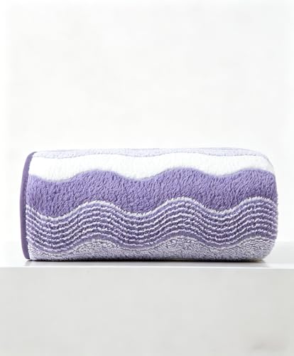 Microfiber Bath Towel 35x70in - Ultra Soft Quick Dry, Lightweight for Gym, Spa, Travel | Hotel Grade & Multi-Use| Single Pack - color: Purple and White Stripe, size: 35*70 Inches